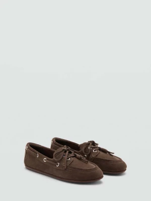Buty żeglarskie z zamszu ze sznurówkami czekoladowy - Kobieta - - MANGO