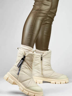 Buty zimowe beżowe śniegowce damskie wysokie Merg