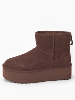 Buty zimowe damskie brązowe UGG W CLASSIC MINI PLATFORM