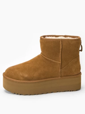 Buty zimowe damskie brązowe UGG W CLASSIC MINI PLATFORM