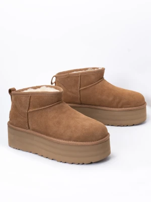 Buty zimowe damskie brązowe UGG W CLASSIC ULTRA MINI PLATFORM