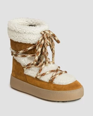 Buty Zimowe Zamszowe Damskie Moon Boot Ltrack Shearling Brązowe