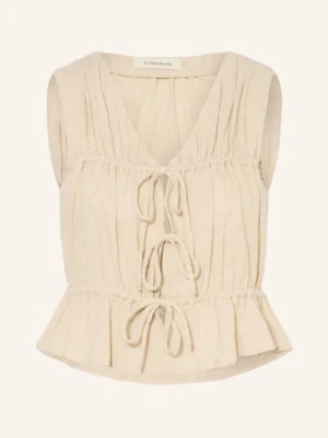 By Aylin Koenig Top Mali Z Lnianymi Sznurkami beige