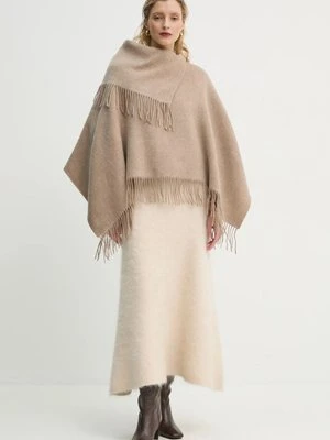 By Malene Birger poncho wełniane TURTMA kolor beżowy lekkie Q70455023Z