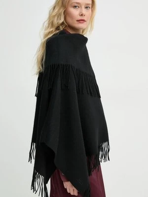 By Malene Birger poncho wełniane TURTMA kolor czarny lekkie Q70455023Z