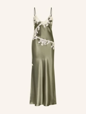 By Malene Birger Satynowa Sukienka Vera Z Koronką gruen