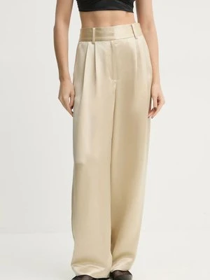 By Malene Birger spodnie damskie kolor beżowy szerokie high waist