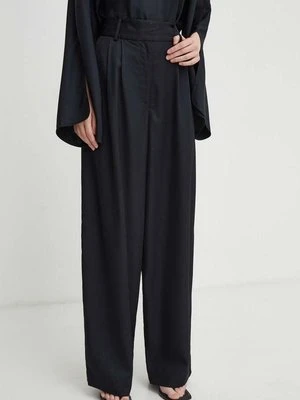 By Malene Birger spodnie damskie kolor czarny szerokie high waist