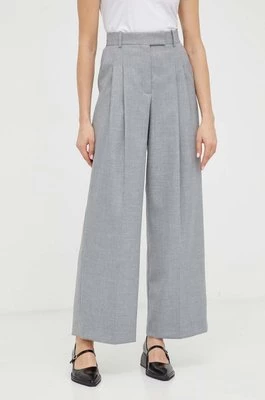 By Malene Birger spodnie damskie kolor szary proste high waist