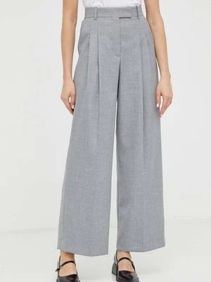 By Malene Birger spodnie damskie kolor szary proste high waist