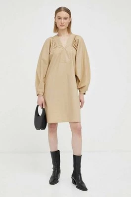 By Malene Birger sukienka bawełniana kolor beżowy mini oversize