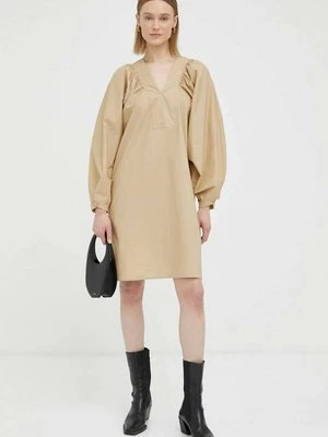 By Malene Birger sukienka bawełniana kolor beżowy mini oversize