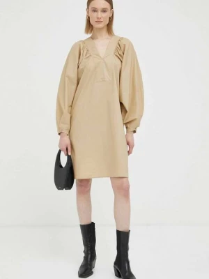 By Malene Birger sukienka bawełniana kolor beżowy mini oversize