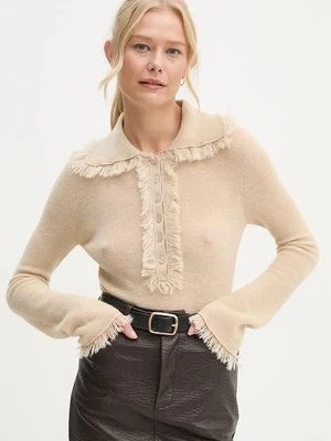 By Malene Birger sweter wełniany DREELE damski kolor beżowy lekki Q72553002