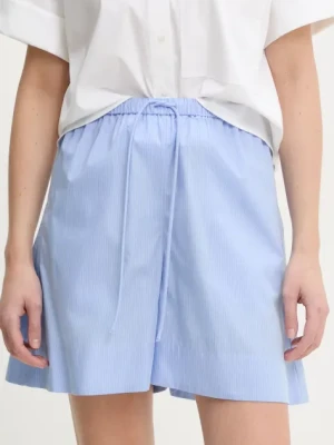 By Malene Birger szorty bawełniane IFEION damskie kolor niebieski wzorzyste high waist 103189