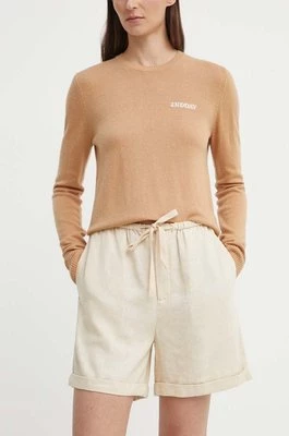 By Malene Birger szorty lniane kolor beżowy gładkie high waist