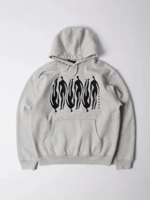 by Parra bluza bawełniana Connected guy męska kolor szary z kapturem z aplikacją 54225