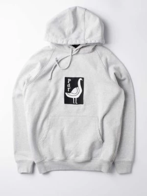 by Parra bluza bawełniana The Riddle Hooded męska kolor szary z kapturem z aplikacją 51430