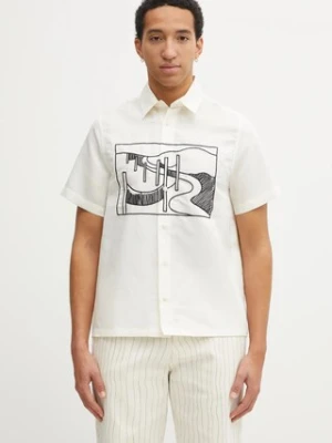 by Parra koszula z bawełną The dunes kolor beżowy regular z kołnierzykiem klasycznym 54140