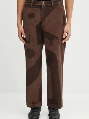by Parra spodnie bawełniane Detached męskie kolor brązowy proste 54440