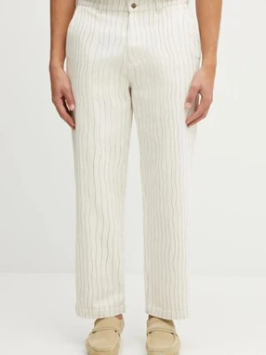 by Parra spodnie bawełniane Meandering męskie kolor beżowy w fasonie chinos 54247