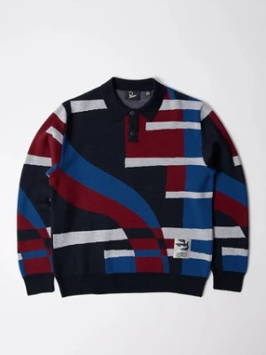 by Parra sweter z dodatkiem wełny Vertical forest knitted polo męski kolor niebieski 54240