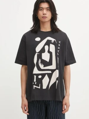 by Parra t-shirt bawełniany Detached męski kolor czarny z nadrukiem 54411