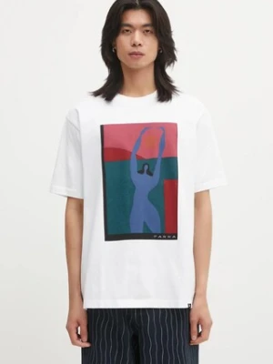 by Parra t-shirt bawełniany Protect the sun męski kolor biały z nadrukiem 54400