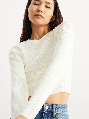 C&A CLOCKHOUSE-krótki sweter, Biały, Rozmiar: XS