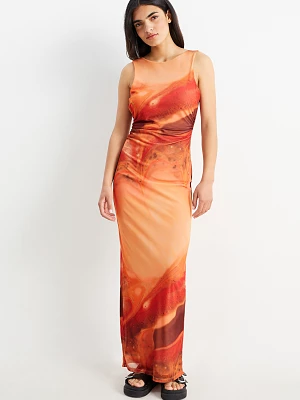 C&A CLOCKHOUSE-podkreślająca figurę sukienka-bez pleców, Pomarańczowy, Rozmiar: XL
