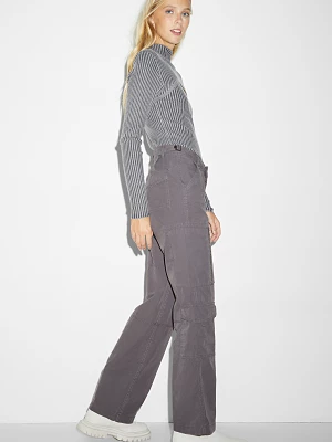 C&A CLOCKHOUSE-spodnie materiałowe-średni stan-straight fit, Szary, Rozmiar: 44
