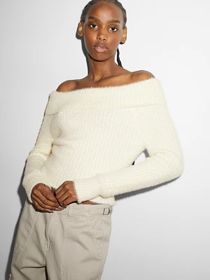 C&A CLOCKHOUSE-sweter z odkrytym ramieniem, Biały, Rozmiar: XL