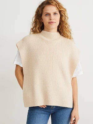 C&A Dzianinowy sweter bez rękawów, Beżowy, Rozmiar: 1 rozmiar