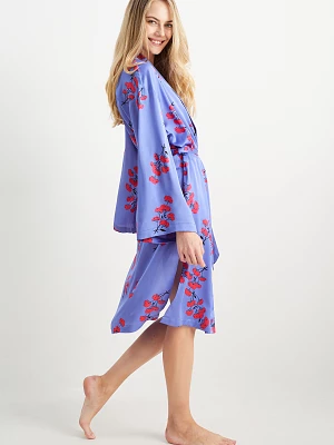 C&A Satynowe kimono-w kwiaty, Purpurowy, Rozmiar: XL