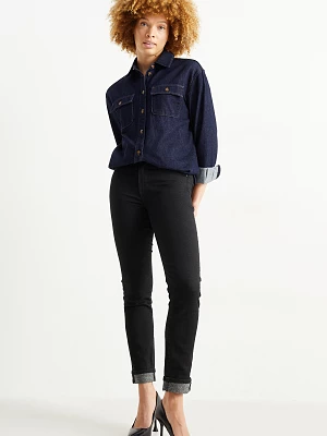 C&A Slim jeans-dżinsy ocieplane-średni stan, Czarny, Rozmiar: 38