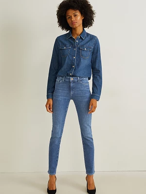 C&A Slim jeans-średni stan-ciepłe dżinsy-LYCRA®, Niebieski, Rozmiar: 42 krótki