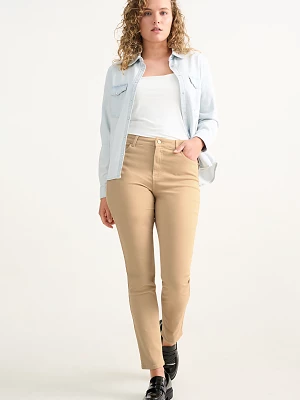 C&A Spodnie materiałowe-wysoki stan-slim fit-LYCRA®, Brązowy, Rozmiar: 34