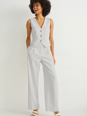 C&A Spodnie biznesowe-wysoki stan-szerokie nogawki, Biały, Rozmiar: 44