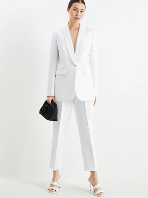C&A Spodnie biznesowe z paskiem-wysoki stan-regular fit, Biały, Rozmiar: 34
