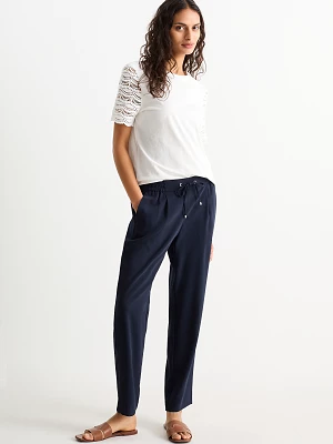 C&A Spodnie materiałowe-średni stan-tapered fit, Niebieski, Rozmiar: 38