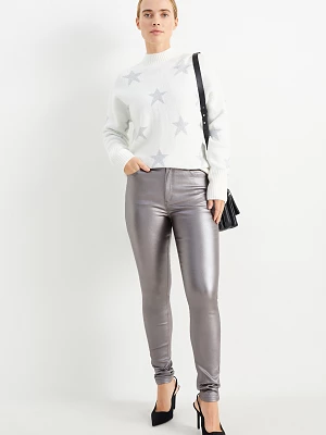 C&A Spodnie materiałowe-wysoki stan-skinny fit, Metaliczny, Rozmiar: 38