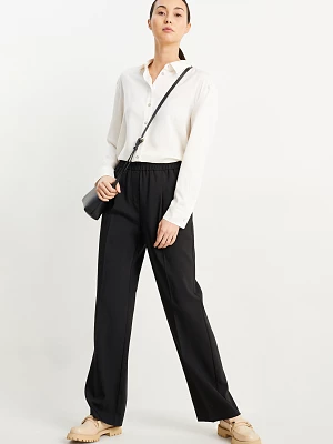 C&A Spodnie materiałowe-wysoki stan-straight fit, Czarny, Rozmiar: 42