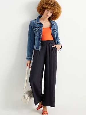 C&A Spodnie materiałowe-wysoki stan-szerokie nogawki, Niebieski, Rozmiar: 36