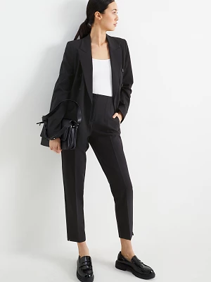 C&A Spodnie materiałowe-wysoki stan-tapered fit, Czarny, Rozmiar: 38