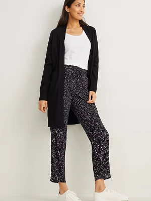 C&A Spodnie materiałowe-wysoki stan-tapered fit-w kropki, Czarny, Rozmiar: 40