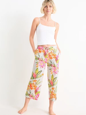 C&A Spodnie od piżamy-w kwiatki, Biały, Rozmiar: M