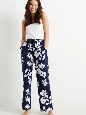 C&A Spodnie od piżamy-w kwiatki, Niebieski, Rozmiar: S