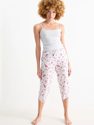 C&A Spodnie od piżamy z wiskozy-w kwiaty, Szary, Rozmiar: S