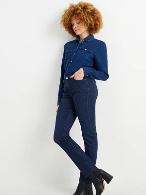 C&A Straight jeans ze strasem-średni stan-LYCRA®, Niebieski, Rozmiar: 40