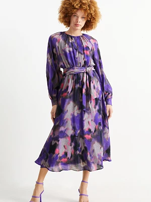 C&A Sukienka fit & flare-ze wzorem, Purpurowy, Rozmiar: 34